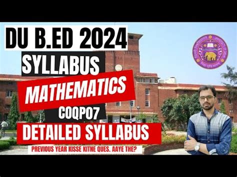 Du B Ed Syllabus For Entrance Exam Coqp Mathematics Detailed