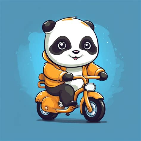 Un Peque O Panda Lindo Montando Una Bicicleta Logotipo Vector Arte