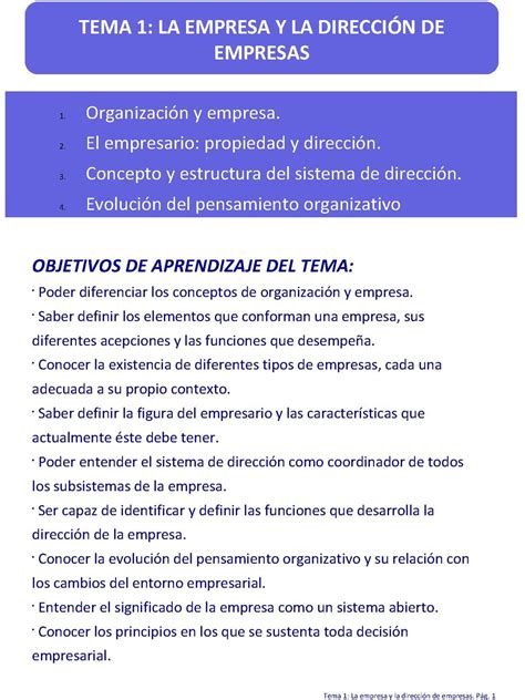 Calam O Tema La Empresa Y La Direcci N De Empresas