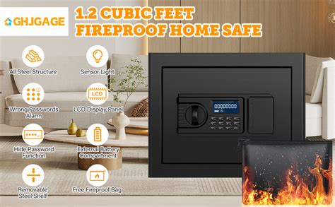 GHJGAGE Home Safe Fireproof Waterproof 1 2 Cu Ft Fireproof Safe Box