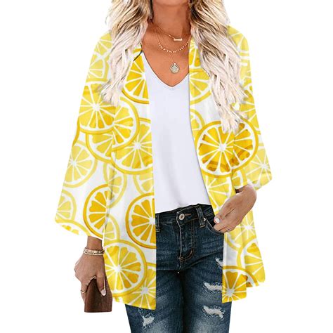 Cardigan For Women Plus Size Snoarin Floral Print Puff Sleeve Kimono Cardigan Loose Chiffon