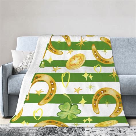 Ocsxa Flannel Fleece Watercolor St Patrick Day Print Throw Blanket