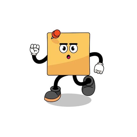 Premium Vector Running Sticky Note Mascot Illustration