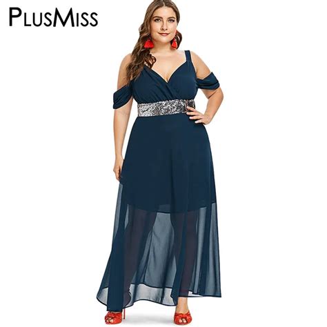 PlusMiss Plus Size Off Shoulder Sexy Elegant Party Dresses Women 5XL