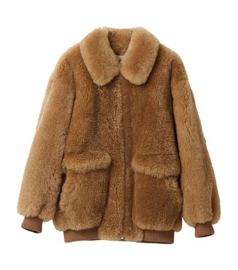 Womens Miu Miu Neutral Shearling Jacket Harrods UK