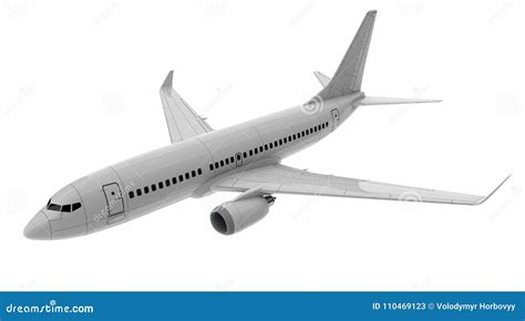 Commercial Jet Plane. 3D Render. Top View Side View Stock Illustration ...