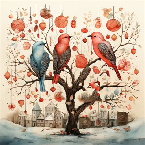 Birds In Trees Mixed Media Art Free Stock Photo Public Domain Pictures