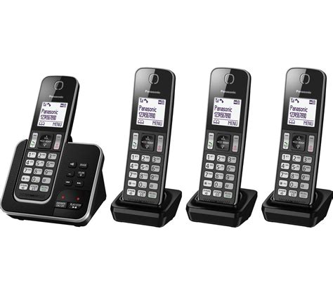 PANASONIC KX-TGD324EB Cordless Phone with Answering Machine - Quad ...