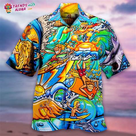 Surf Hawaiian Shirt Trendy Aloha