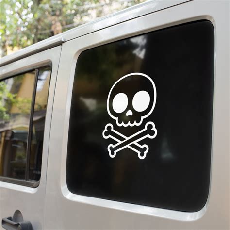 Cartoon Skull And Cross Bones Decal Vinyl Decal Skull Decal Car Decal Laptop Decal Truck Decal