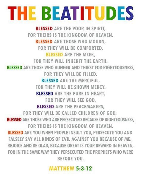 The Beatitudes. Christian Wall Art. Sunday School Decor. Matthew 5:3-12 ...