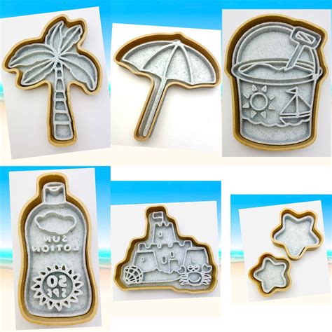 Set Of 6 Beach Theme Cookie Cutters Etsy