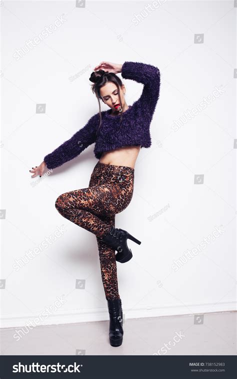 Slim Sexy Brunette Girl Tight Pants Stock Photo Shutterstock