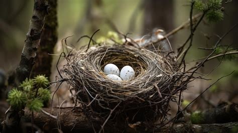 Premium Photo | A bird nest with eggs in it