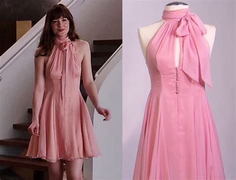 Anastasia Steele Peach Halter Party Dress From Fifty Shades Of Grey On