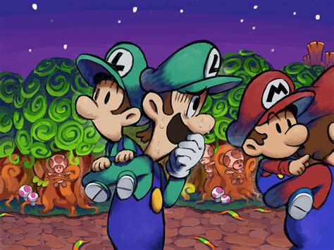 mario, luigi, toad, baby mario, and baby luigi (mario and 2 more) drawn