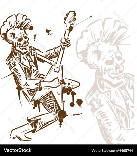 Punk Rock Guitarist Hand Draw Royalty Free Vector Image