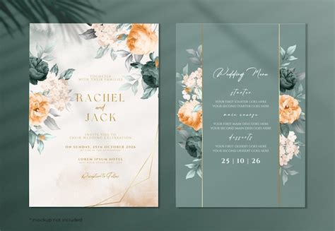 Premium Psd Elegant Watercolor Floral Wedding Invitation