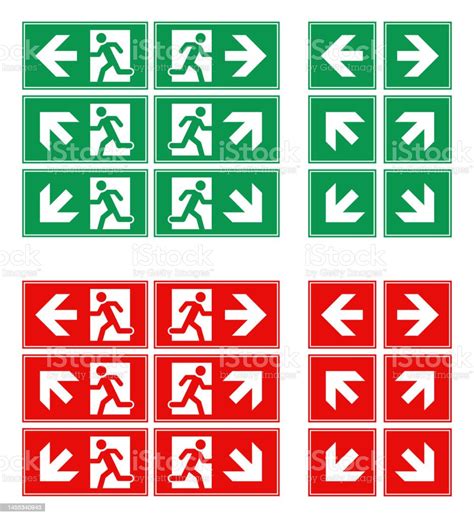 Exit Sign Vector Set Stock Illustration Isolated Stock Illustration ...