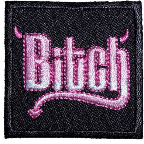 Leather Supreme Bitch With Tail And Horns Lady Rider Embroidered Biker Patch Pink Small