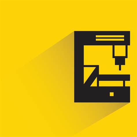 Icono De La M Quina Cnc Fondo Amarillo Ilustraci N Vectorial