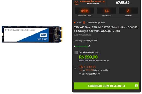 Terabyte On Twitter OFERTA SSD WD Blue 2TB M 2 2280 Sata