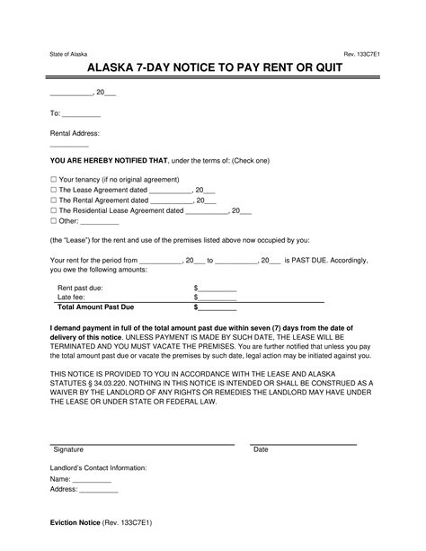 Free Alaska Day Notice To Quit Non Payment Of Rent Pdf Word