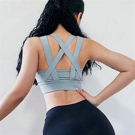 Criss Cross Sports Bras Women Fitness High Impact Yoga Bra Tops Anti