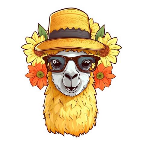 Premium AI Image A Close Up Of A Llama Wearing A Hat And Sunglasses