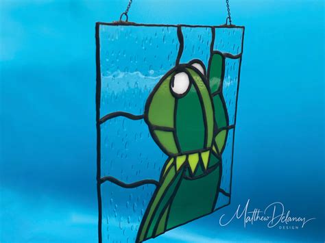 Kermit Rainy Day Window Meme Inspired Stained Glass Sad Etsy Finland