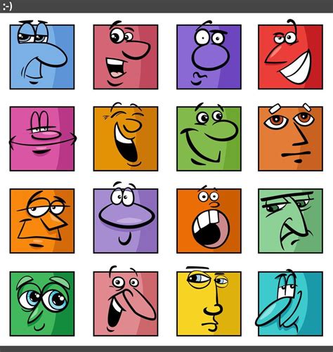 comic faces and expressions cartoon illustration set 17360139 Vector ...