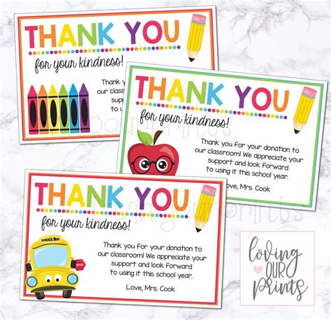 Thank You Note From Teacher Editable Thank You Back To Etsy Teacher