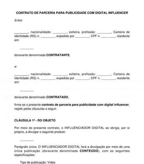 Contrato De Parceria Modelo