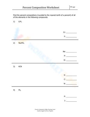 Percent composition worksheets