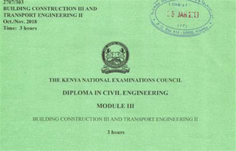 Diploma In Civil Engineering Module 3 Knec Past Papers Ke