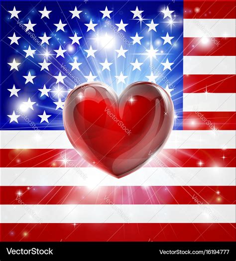 Love america flag heart background Royalty Free Vector Image