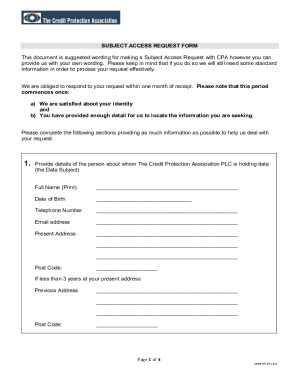 Fillable Online Subject Access Request Template Word Pdffree
