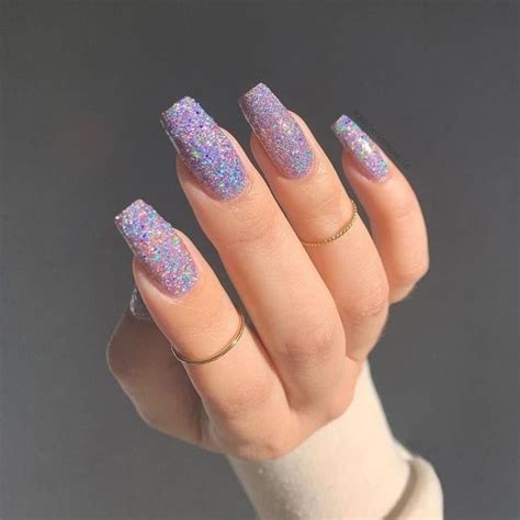 Unhas Gliter Purple Glitter Nails Stylish Nails Manicure