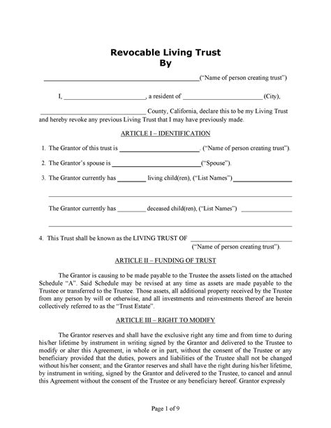 Trust Agreement Template