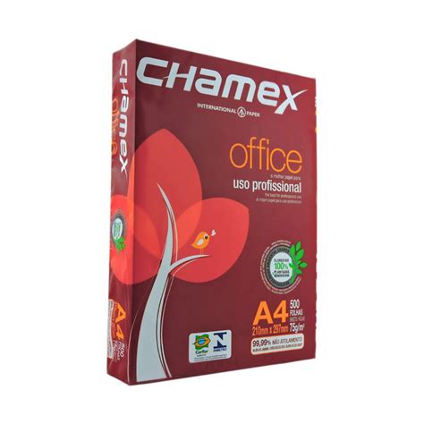 Papel A4 Sulfite Chamex Office 210mm X 297mm 75g Resma 500 Folhas