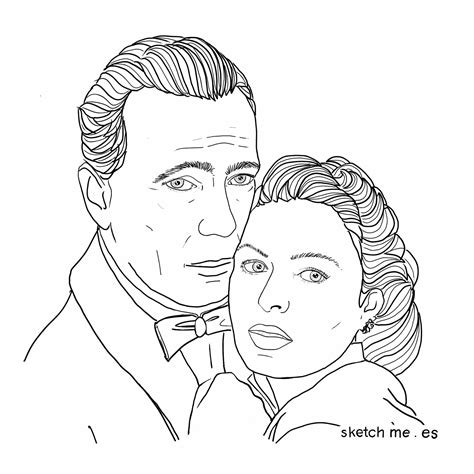 Humphrey Bogart And Ingrid Bergman Sketch Me Custom Portraits For