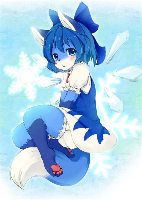 Safebooru 1girl Animal Ears Bangs Barefoot Blue Eyes Blue Hair Blush