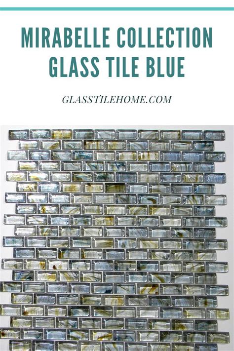 Mirabelle Collection Glass Tile Blue Grey Brown Brick Pattern Glass