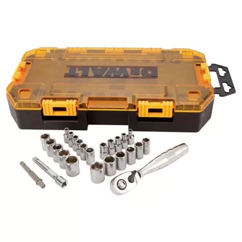 Dewalt In Drive Sae And Metric Ratchet And Socket Set Piece