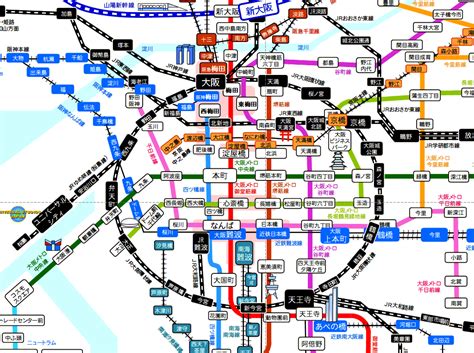 【大阪市内・電車路線図 2019】地下鉄・jr・私鉄の位置関係を考慮した鉄道路線図（おまけ：地下鉄乗り換え情報）おおさか東線追加