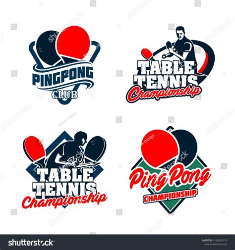 Set Of Table Tennis Badges Emblems Logos With Simple Text Designs