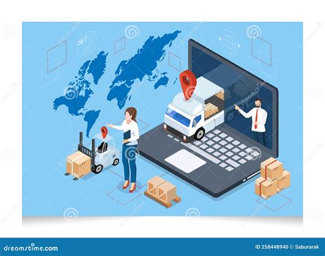 3d Isometric Logistics And Delivery Services Concept With People