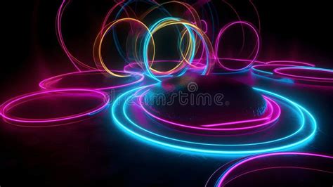 Neon Wallpaper Neon Abstract Background Aesthetic Wallpaper Neon Light Circles On A Black