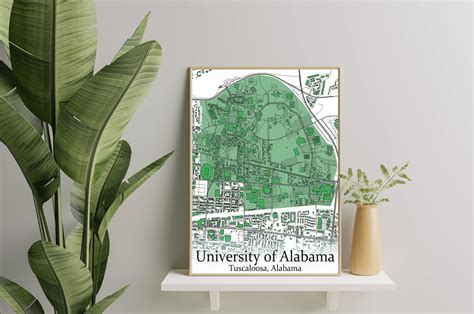 Colored Campus Map of University of Alabama and All Its Roads - Etsy