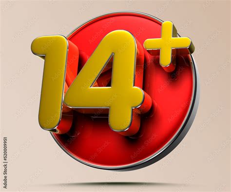 14 plus 3D illustration on light cream background have work path ...